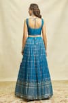 Alaya Advani_Blue Lehenga Georgette Embroidered Hand Leaf Sequin Scalloped Set_Online_at_Aza_Fashions