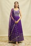 Buy_Alaya Advani_Purple Anarkali Georgette Embroidered Hand Mirror Work With Dupatta _at_Aza_Fashions