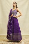 Buy_Alaya Advani_Purple Anarkali Georgette Embroidered Hand Mirror Work With Dupatta 