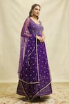 Shop_Alaya Advani_Purple Anarkali Georgette Embroidered Hand Mirror Work With Dupatta 