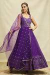 Alaya Advani_Purple Anarkali Georgette Embroidered Hand Mirror Work With Dupatta _Online