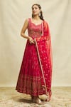 Buy_Alaya Advani_Maroon Anarkali Georgette Embroidered Hand Sleeveless With Dupatta _at_Aza_Fashions