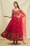 Alaya Advani_Maroon Anarkali Georgette Embroidered Hand Sleeveless With Dupatta _Online