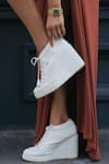 Buy_Tiesta_White Leather Sneaker Wedges _at_Aza_Fashions