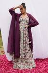 Buy Ahi Clothing Purple Organza Sequins, Mirrors, Embroidery V-neck Anarkali Palazzo Set Online at Aza Fashions Buy_Ahi Clothing_Purple Organza Sequins, Mirrors, Embroidery V-neck Anarkali Palazzo Set _Online_at_Aza_Fashions