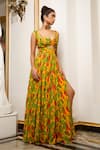 Buy_Ahi Clothing_Yellow Heavy Georgette Printed Floral Sweetheart High Slit Maxi Dress _Online_at_Aza_Fashions