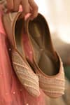 Coral Haze_Beige Aasma Embellished Juttis _Online_at_Aza_Fashions