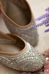Coral Haze_Grey Zevar Hand Embroidered Juttis _Online_at_Aza_Fashions