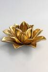 Shop_Karo_Gold Resin Lotus Leaf Votive_at_Aza_Fashions
