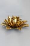 Shop_Karo_Gold Resin Lotus Leaf Votive_at_Aza_Fashions