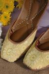 Moy_Yellow Floral Embroidered Juttis_Online_at_Aza_Fashions