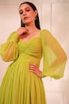 Shop_Baise Gaba_Green Chiffon Sweetheart Neck Grace Ruched Bodice Maxi Dress_Online_at_Aza_Fashions