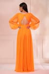 Shop_Baise Gaba_Orange Chiffon Sweetheart Neck Grace Ruched Bodice Dress_at_Aza_Fashions