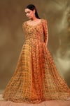 Buy_Baise Gaba_Yellow Chiffon Abstract Sweetheart Neck Rosaline Pattern Maxi Dress _at_Aza_Fashions