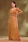 Baise Gaba_Yellow Chiffon Abstract Sweetheart Neck Rosaline Pattern Maxi Dress _Online_at_Aza_Fashions