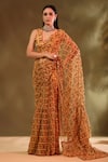 Buy_Baise Gaba_Yellow Saree Chiffon Susane Pattern With Unstitched Blouse Piece _at_Aza_Fashions