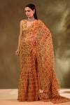 Baise Gaba_Yellow Saree Chiffon Susane Pattern With Unstitched Blouse Piece _Online_at_Aza_Fashions