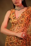 Baise Gaba_Yellow Saree Chiffon Susane Pattern With Unstitched Blouse Piece _at_Aza_Fashions