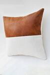 Throwpillow_Brown Cotton Colorblock Cushion Cover_Online_at_Aza_Fashions