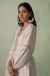 Shop_VARUN CHHABRA_Ivory Kurta Chanderi Silk Embroidered Resham Thread V Neck Set_Online_at_Aza_Fashions