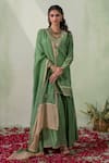 Buy_VARUN CHHABRA_Green Chanderi Embroidered Dori V Neck Kurta Gharara Set_at_Aza_Fashions