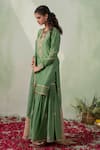 Buy_VARUN CHHABRA_Green Chanderi Embroidered Dori V Neck Kurta Gharara Set_Online_at_Aza_Fashions