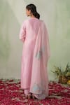 Shop_VARUN CHHABRA_Pink Kurta Chanderi Silk Embroidered Floral Patch Round Neck Work Set_at_Aza_Fashions