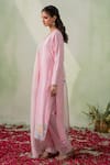 Buy_VARUN CHHABRA_Pink Kurta Chanderi Silk Embroidered Floral Patch Round Neck Work Set_Online_at_Aza_Fashions