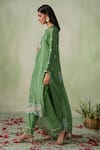 Buy_VARUN CHHABRA_Green Kurta Chanderi Silk Embroidered Floral Patch Round Neck Work Set_Online_at_Aza_Fashions