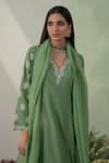 Buy_VARUN CHHABRA_Green Kurta And Palazzo Cambric Lined With Mul Neckline Set_Online_at_Aza_Fashions