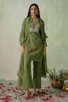 Buy_VARUN CHHABRA_Green Kurta And Pant Cambric Cotton Lined With Floral Pakistani Set _at_Aza_Fashions