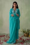 Buy_VARUN CHHABRA_Blue Kurta And Pant Cambric Cotton Lined With Mul Yoke Pakistani Set _at_Aza_Fashions