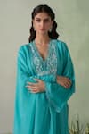 VARUN CHHABRA_Blue Kurta And Pant Cambric Cotton Lined With Mul Yoke Pakistani Set _Online_at_Aza_Fashions