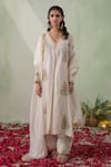 Buy_VARUN CHHABRA_Ivory Kurta And Salwar Cambric Cotton Lined With Mul Placement Set _at_Aza_Fashions