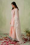 Buy_VARUN CHHABRA_Peach Kurta And Gharara Chanderi Embroidered Resham Round Set_Online_at_Aza_Fashions