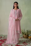 Buy_VARUN CHHABRA_Pink Kurta And Pant Cambric Cotton Lined With Mul Placement Pakistani Set_at_Aza_Fashions