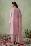Shop_VARUN CHHABRA_Pink Kurta And Pant Cambric Cotton Lined With Mul Placement Pakistani Set_at_Aza_Fashions
