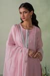 VARUN CHHABRA_Pink Kurta And Pant Cambric Cotton Lined With Mul Placement Pakistani Set_Online_at_Aza_Fashions