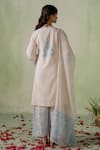 Shop_VARUN CHHABRA_Ivory Cambric Cotton Block Printed And Embellished Rose Kurta Palazzo Set _at_Aza_Fashions