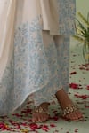 Buy_VARUN CHHABRA_Ivory Cambric Cotton Block Printed And Embellished Rose Kurta Palazzo Set _Online_at_Aza_Fashions