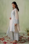 Shop_VARUN CHHABRA_Ivory Cambric Cotton Block Printed And Embellished Rose Kurta Palazzo Set _Online_at_Aza_Fashions