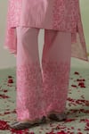 Buy_VARUN CHHABRA_Pink Cambric Cotton Block Printed And Embellished Rose Kurta Set _Online_at_Aza_Fashions