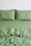 Shop_Thread Connect_Green Pure Linen Plain Duvet Cover Bedsheet Set _at_Aza_Fashions