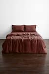 Buy_Thread Connect_Brown Pure Linen Plain Duvet Cover Set _at_Aza_Fashions