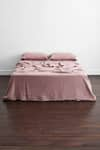 Buy_Thread Connect_Pink Pure Linen Plain Solid Bedsheet Set _at_Aza_Fashions