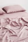 Shop_Thread Connect_Pink Pure Linen Plain Solid Bedsheet Set _at_Aza_Fashions