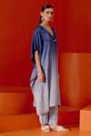 Buy_Devnaagri_Blue Cotton Silk Satin And Shantoon Work Ombre Kaftan & Palazzo Set _Online_at_Aza_Fashions