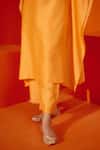 Shop_Devnaagri_Orange Silk Chanderi Embroiderd Patra Notched Neck Kaftan And Pant Set _Online_at_Aza_Fashions