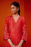 Buy_Devnaagri_Red Chanderi And Silk Organza Embroiderd Patra V Dori & Anarkali Set _Online_at_Aza_Fashions