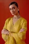 Buy_Devnaagri_Yellow Chanderi And Silk Organza Embroiderd Patra V Dori & Anarkali Palazzo Set _Online_at_Aza_Fashions